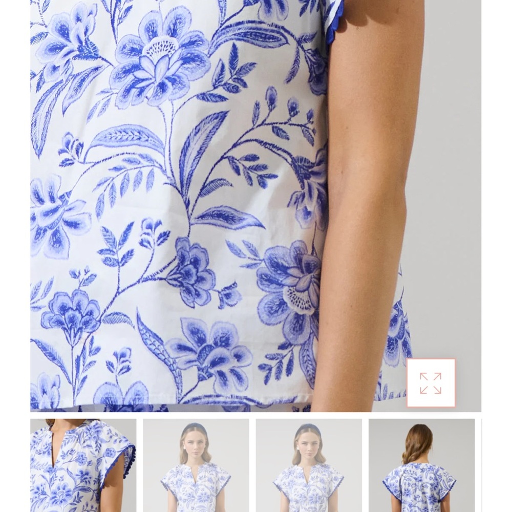 NWT Sugarlips Floral Ayla Split Neck Top, XL - Picture 5 of 9